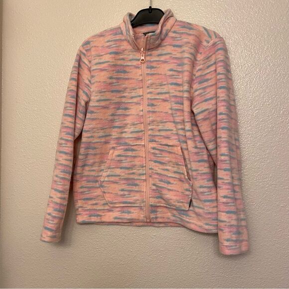 Eddie Bauer Girls full zip pink print Fleece Jacket M 10/12 - Picture 1 of 8
